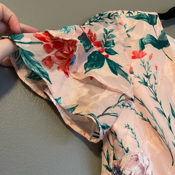 NWOT Kenzie Sz 0 Women’s Pink Floral Ruffle Midi Short Sleeve Dress Ret $149! - Picture 7 of 16